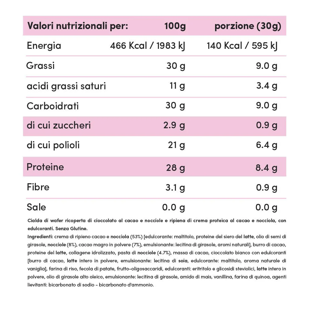Wafer proteico ripieno senza zuccheri 30g - Image 5